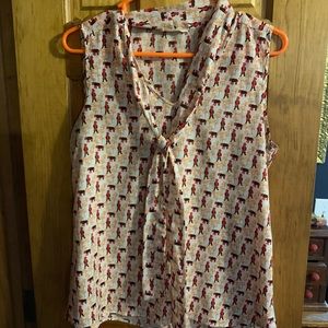 ModCloth Bear print dressy tank top. Size Large.